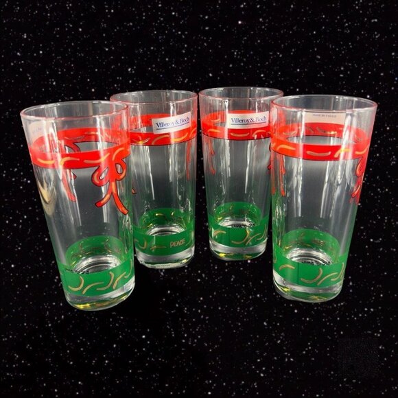 Villeroy and Boch Christmas Peace 4 Drinking Glasses Tumbler France Lamb 1996 - Picture 3 of 16